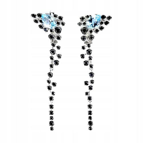 Silber zarte Hänger Natural Topas sky Blue Schwarz Spinelle 3 von Generic