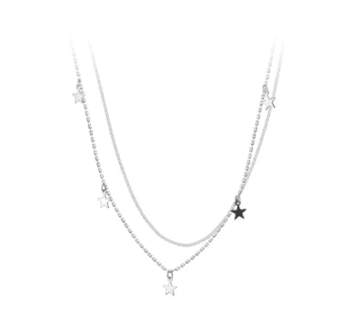 Silberkette, S925 Sterling Silber Doppellagige Pentagramm Zierliche Sternkette für Damen von Generic