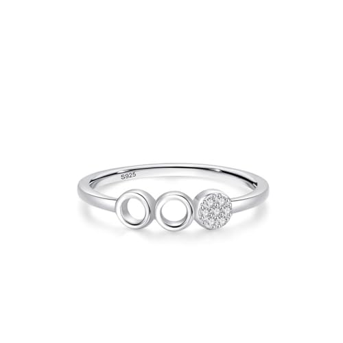 Silberne Verlobungsringe, Zirkonia 925 Sterling Silber Hohler runder trendiger Ring von Generic