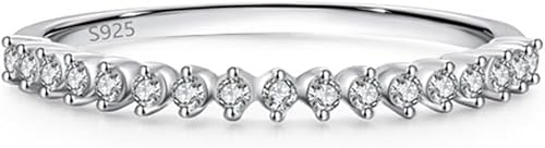 Silberner Ehering, schlichter, einzigartiger Ring aus 925er Sterlingsilber mit Edelstein und Zirkonia von Generic