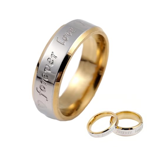 Silberring „Ewige Liebe“ – Zeitlose Verbundenheit, zweifarbiger Verlobungsring aus Silber und Gold für Paare, modischer Verlobungsring mit Gravur zum Jahrestag, Hochzeit, Schmuck (#Women,12) von Generic