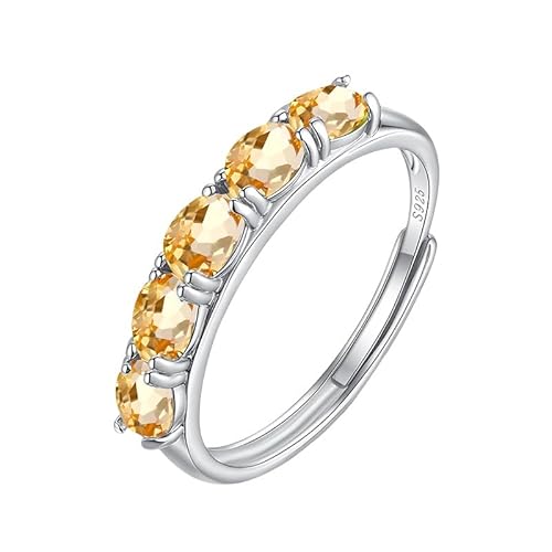 Silberring Damen 925 Silber Echter Topas Peridot Rubin Ovaler Edelsteinring Für Frauen Und Mädchen Stapelbarer Ring Verstellbar Verlobungs Und Jubiläumsring Geschenk Mit Box Citrin von Generic