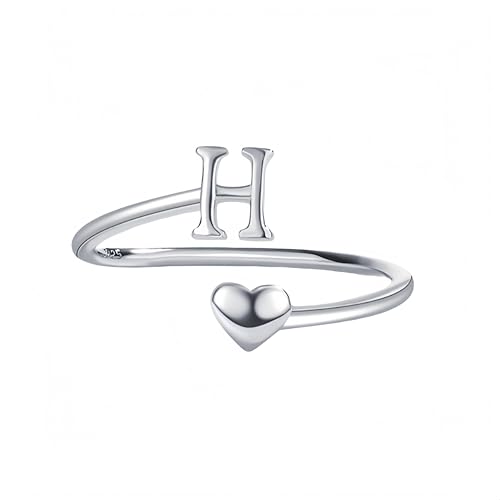 Silberring Damen 925 Silber Silberner Ring Mit Dem Buchstaben A Bis Z Für Damen Und Herren,Verstellbar,Herzförmig,Stapelbar,Daumenring,Modisch,Poliert,Verlobungsring,Hochzeitsversprechen,Schmuck Mi von Generic