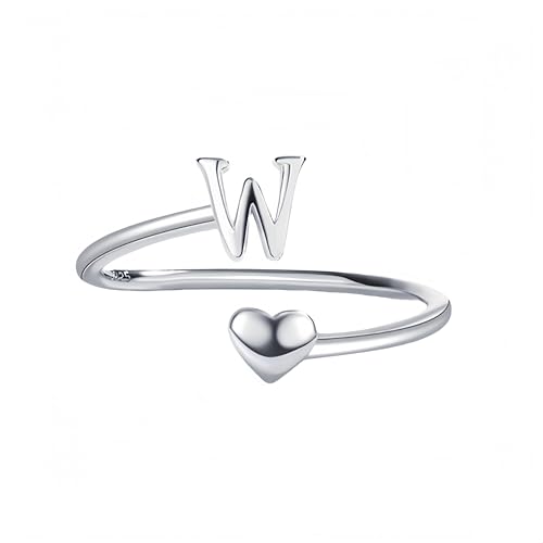 Silberring Damen 925 Silber Silberner Ring Mit Dem Buchstaben A Bis Z Für Damen Und Herren,Verstellbar,Herzförmig,Stapelbar,Daumenring,Modisch,Poliert,Verlobungsring,Hochzeitsversprechen,Schmuck Mi von Generic