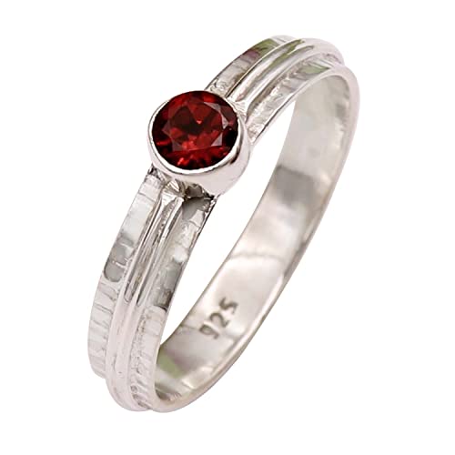Silberring Granat Edelstein Goyal Exports 925 Sterling Silber Ring Silber Band Ring Solide Alle Größen Männer Frauen Ring Geschenkartikel Erklärung Handgemachter Schmuck SRG120 (67 (21.3)) von Generic