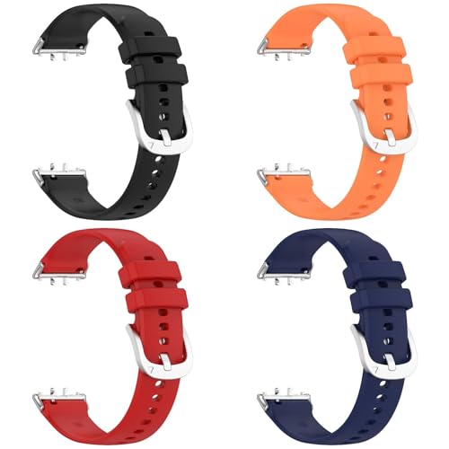 Generic Silikon 2-Stück Armband für Samsung Galaxy Fit 3, Weiches Silikon Ersatzarmband Uhrenarmband Sportarmband für Damen Herren (Schwarz/Orange/Rot/Blau) von Generic