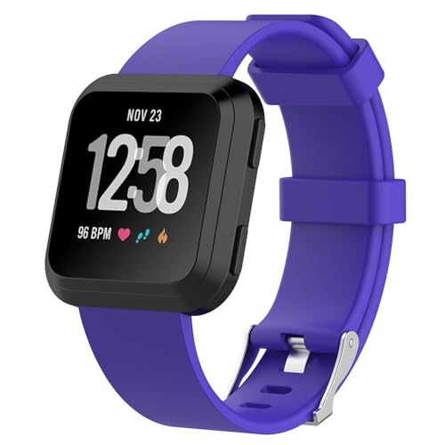 Silikon Armbänder Kompatibel mit Fitbit Versa 2/Versa/Versa Lite Armband, Weiches Silikon Sport Armband Herren Männer Verstellbare Ersatzbänder für SmartWatch (Lila) von Generic