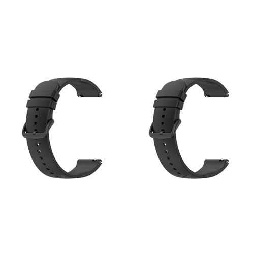 Silikon Armband für Fossil Gen 5 Carlyle HR/Garrett HR/Julianna HR, 22mm Wasserdichte Weiche Ersatzriemen, Weiches Silikon Ersatzarmband Uhrenarmband Sportarmband für Damen Herren, Z-2 Pcs Schwarz von Generic