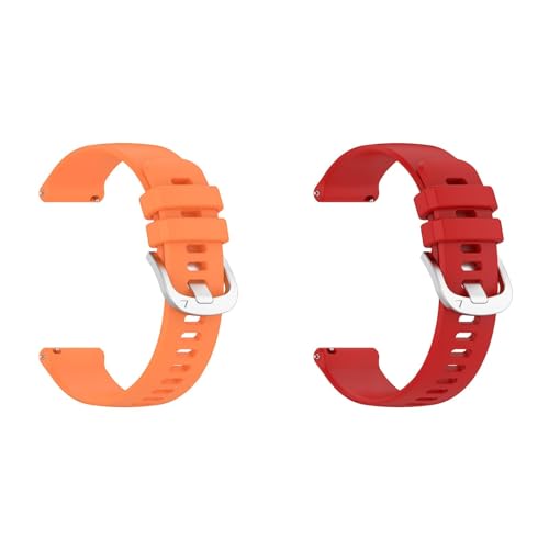 Silikon Armband für Garmin Vivomove Sport, 20mm Wasserdichte Weiche Ersatzriemen, Weiches Silikon Ersatzarmband Uhrenarmband Sportarmband für Damen Herren (Z-Rot/Orange) von Generic