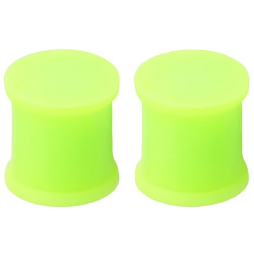 Silikon Fluoreszierendes Grün 1 Paar Flexible Ohr Solide Plugs Hypoallergen Gauges Expander Double Flared Ohrpiercing Ohrringe Piercing Schmuck Tuneles De Oreja Para Hombre Männer Frauen 6 mm(2 G) von Generic