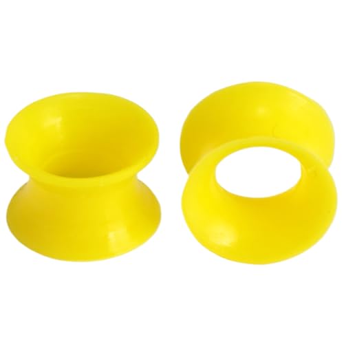 Silikon Gelb 1 Paar Flexible Dünn Ohr Flesh Tunnel Double Flared Ohrringe Hypoallergen Gauges Expander Piercing Schmuck Ohrpiercing Tuneles De Oreja Para Hombre Männer Frauen 6 mm(2 G) von Generic
