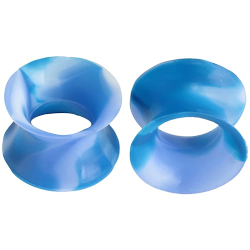 Silikon Gemischt Blau 1 Paar Flexible Dünn Ohr Tunnel Double Flared Gauges Body Piercing Schmuck Ohrringe Ohrpiercing Tuneles De Oreja Para Hombre Männer Frauen 16 mm(5/8") von Generic