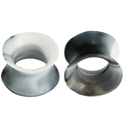 Silikon Gemischt Schwarz und Weiß 1 Paar Flexible Dünn Ohr Tunnel Double Flared Gauges Body Piercing Schmuck Ohrringe Ohrpiercing Tuneles De Oreja Para Hombre Männer Frauen 36 mm von Generic