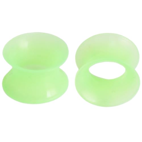 Silikon Grün 1 Paar Flexible Dünn Ohr Flesh Tunnel Double Flared Ohrringe Hypoallergen Gauges Expander Piercing Schmuck Ohrpiercing Tuneles De Oreja Para Hombre Männer Frauen 6 mm(2 G) von Generic