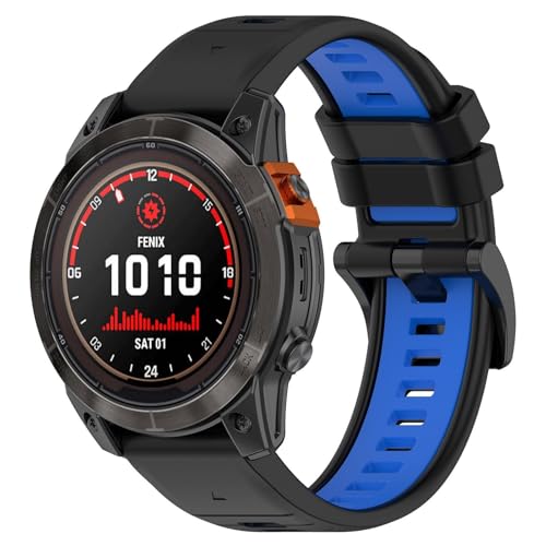 Silikon Kautschuk Uhrenarmband Kompatibel mit Garmin Fenix 8【26mm】,Uhrenarmband mit Schnellverschluss Ersatzbänder,Damen Herren Armband Smartwatch (F, 22X2.6CM) von Generic