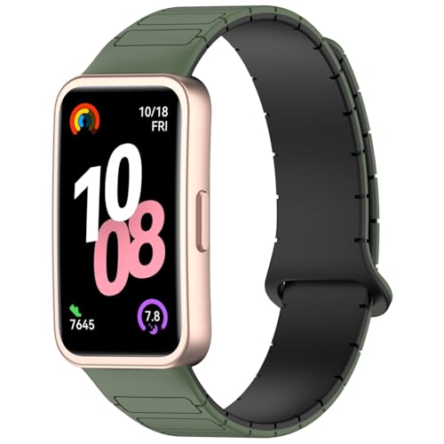 Silikon Kautschuk Uhrenarmband Kompatibel mit Huawei Band 10【Magnetisch】,Uhrenarmband mit Schnellverschluss Ersatzbänder,Damen Herren Armband Smartwatch Uhren Zubehör (B, 15X5CM) von Generic