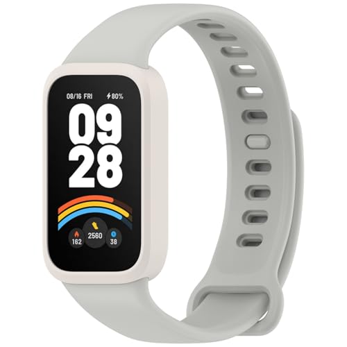 Silikon Kautschuk Uhrenarmband Kompatibel mit Xiaomi Band 9 Active/Redmi Band 3,Uhrenarmband mit Schnellverschluss Ersatzbänder,Damen Herren Armband Smartwatch Uhren Zubehör (J, 22X4.6CM) von Generic