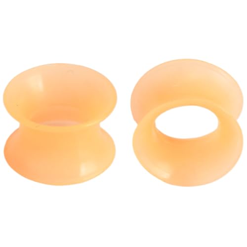 Silikon Orange 1 Paar Flexible Dünn Ohr Flesh Tunnel Double Flared Ohrringe Hypoallergen Gauges Expander Piercing Schmuck Ohrpiercing Tuneles De Oreja Para Hombre Männer Frauen 26 mm von Generic