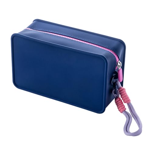 Silikon Reisetasche - Tragbarer Make-up-Organizer, großes Kosmetiktaschengehäuse | wasserdichte Silikon-Toilettenfläche für organisierte Verpackung, flexible Kosmetiktasche, Dunkelblau, Se référer à von Generic