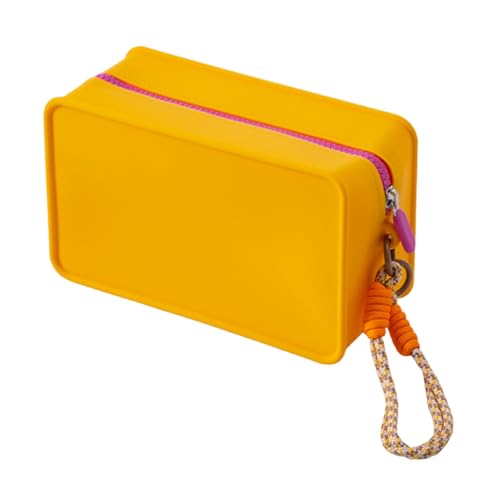 Silikon Reisetasche - Tragbarer Make-up-Organizer, großes Kosmetiktaschengehäuse | wasserdichte Silikon-Toilettenfläche für organisierte Verpackung, flexible Kosmetiktasche, Gelb, Se référer à la von Generic