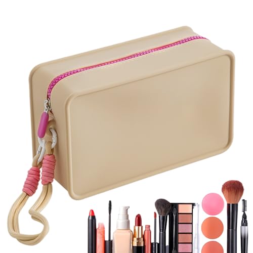Silikon Reisetasche - Tragbarer Make-up-Organizer, großes Kosmetiktaschengehäuse | wasserdichte Silikon-Toilettenfläche für organisierte Verpackung, flexible Kosmetiktasche, Khaki, Se référer à la Silikon Reisetasche - Tragbarer Make-up-Organizer, großes Kosmetiktaschengehäuse | wasserdichte Silikon-Toilettenfläche für organisierte Verpackung, flexible Kosmetiktasche, Khaki, Se référer à la von Generic