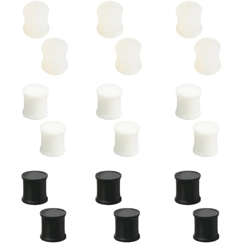 Silikon Transparente/Weiß/Schwarz 9 Paar Flexible Ohr Solide Plugs Hypoallergen Gauges Expander Set Double Flared Ohrpiercing Ohrringe Piercing Schmuck Tuneles De Oreja Para Hombre Männer Frauen von Generic
