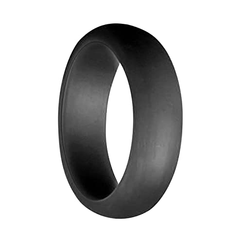 Silikonring 5,7 mm breiter Ring Yogaring Sportring Perle helle Silikonringserie Ringe Herren Edelstahl 63 (Black, B3) von Generic