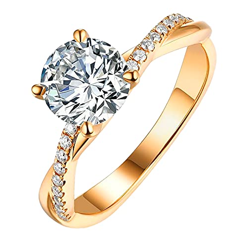 SilverGold Ringe Größe Schmuck Weiß Strass 5-11 Damen 925 Ring Eheringe Der Ring Finger, gold, 32 von Generic