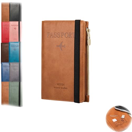 Similarbe RFID Passport Wallet, Similarbe Multi-Functional RFID Passport Wallet, Credit Cards Case Cover Travel Case (Light Brown) von Generic