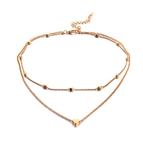 Simple Love Bohemian Geschenk Schmuck Retro Halskette Damen Perlen Multilayer Vintage Halsketten Anhänger E Halsketten, gold, Einheitsgröße von Generic