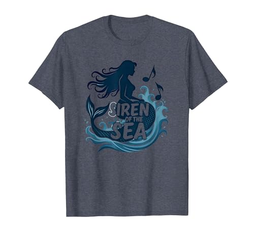 Sirene des Meeres: Bezaubernde Meerjungfrau-Melodie T-Shirt, Herren, Blau Meliert, S von Generic
