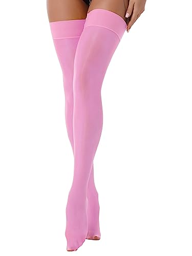 Sissy Herrenstrümpfe mit hohem Overknee-Öl, glänzend, Oberschenkelhohe Strümpfe für Cross-Dressing, um Ihre feminine Seite zu erkunden., Pink, Einheitsgr��e von Generic