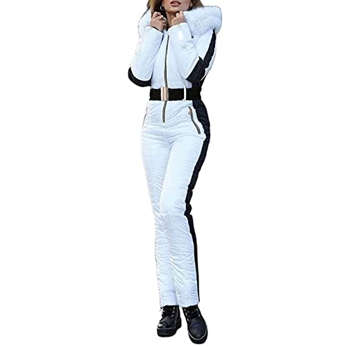 Skianzug Damen Einteiler Skioverall Snowboard Wasserdicht Schneeanzug Winter Warme Schneejacke Skifahren Sätze Outdoor Sport Skisuit Jumpsuit Schneeoverall Overall mit Kapuze Reißverschluss von Generic