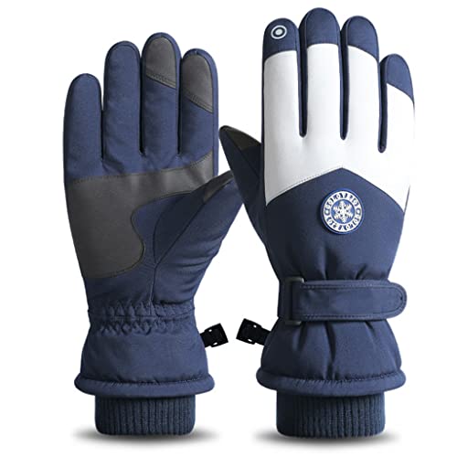 Skihandschuhe, wasserdicht, Vollfinger-Handschuhe, , rutschfest, mit Fleece-Futter, Handschuh für Snowboarden, Reiten, dunkelblau, 42 von Generic