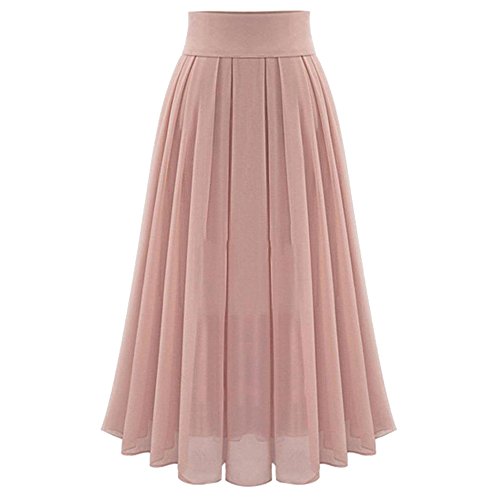 Skirt Damen Lang A Linie Chiffonrock Faltenrock Hohe Taille Midi Rock Lang Fashion Maxi Röcke Damen High Waist Midi Röcke Rock Damen Langer Falten Taille Linie Maxi Skirt Tüllrock Grün fur Teenager von Generic