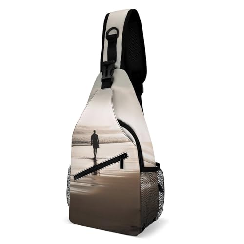 Sling Bag Allein Am Strand Anti-Diebstahl Sporttasche Verstellbarer Schulterrucksack Für Radfahren Herren Sportlich 19X39Cm von Generic