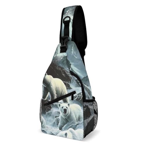 Sling Bag Weiße Bären In Der Wildnis Elegant Sling Rucksack Multipurpose Schultertasche Für Radfahren Kletternoutdoor Herren 19X39Cm von Generic
