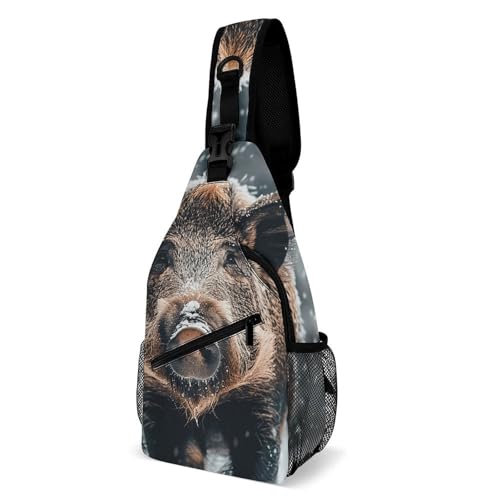 Sling Bag Wildschwein Elegant Schultertasche Tragbare Taktisch Brusttasche Für Herren Wandern Sport 19X39Cm von Generic
