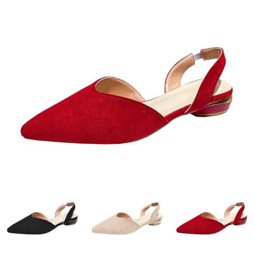 Sling Ballerinas Damen Spitze - Balerinaschuhe Flach Bequem Sommerschuhe Slingback Sandaletten Slip On Damenschuhe Niedrige Absatz Knöchelriemen Büroschuhe Elegante Frauen Sandalen von Generic