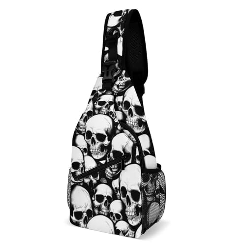 Sling Rucksack Coole Lustige Gothic-Totenköpfe Elegant Crossbody Bags Multipurpose Schulterrucksack Für Einkaufen Damen Herren 19X39Cm von Generic