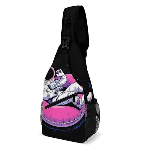 Sling Rucksack Weltraum-Astronauten-Urlaub Anti-Diebstahl Schultertasche Tragbare Umhängetasche Für Sport Radfahren Herren 19X39Cm von Generic