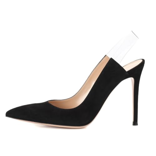 Slingback-Pumps für Damen, Spitze Zehenpartie, Stilettoabsatz, geschlossene Zehenpartie, Slip-on-Pumps aus Wildleder, für Hochzeit, Party, Abendkleid,Schwarz,42 EU Slingback-Pumps für Damen, Spitze Zehenpartie, Stilettoabsatz, geschlossene Zehenpartie, Slip-on-Pumps aus Wildleder, für Hochzeit, Party, Abendkleid,Schwarz,42 EU von Generic