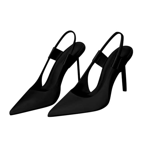 Slingpumps Damen Mit Pfennigabsatz - Kleid Schuhe Stiletto Pumps Slingback Abendschuhe Spitzer Zehenbereich Hochzeitsschuhe Pendler Businessschuhe Prinzessin Geschlossene Sandaletten von Generic