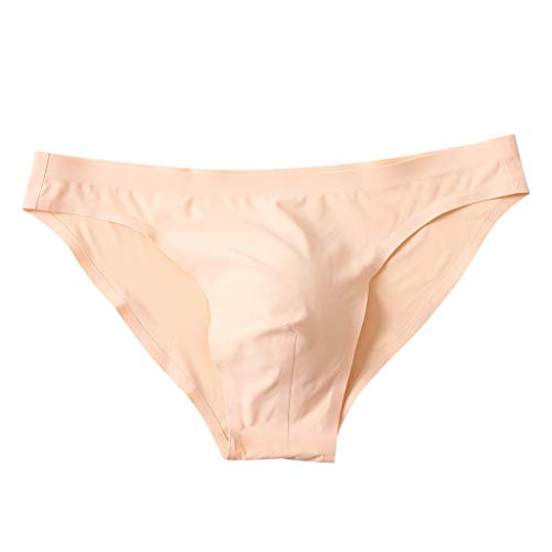 Slip Herren Männer Höschen Stretch EIS Seide Nahtlose Seitennaht Seamless Feuchtigkeitstransport Minimalistisch Ohne Kratzenden Zettel Unterhosen Männer Mikrofaser Sportslips Beige XL von Generic