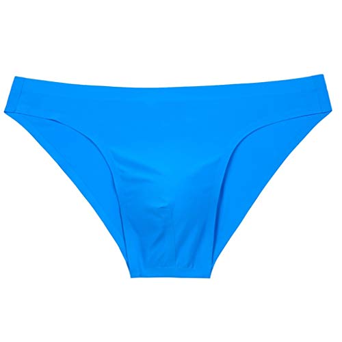 Slip Herren Männer Höschen Stretch EIS Seide Nahtlose Seitennaht Seamless Feuchtigkeitstransport Minimalistisch Ohne Kratzenden Zettel Unterhosen Männer Mikrofaser Sportslips Himmelblau M von Generic