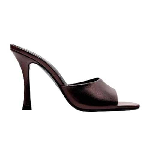 Slip On High Heels Sandalen Runde Spitze Offener Rücken Offene Spitze Party Abendschuhe Frauen Kleid Stiletto Sommer Schuhe Stilvoll,Braun,38 EU Slip On High Heels Sandalen Runde Spitze Offener Rücken Offene Spitze Party Abendschuhe Frauen Kleid Stiletto Sommer Schuhe Stilvoll,Braun,38 EU von Generic