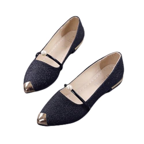 Slip On Low Heel Pumps Flache Schuhe Für Damen Elegant Ballerinas Elegant Flats Schuhe Bequem Lederoptik Flach Pointed Toe Slip On Ballett Flache Schuhe Arbeitsschuheformelle Walkingschuhe von Generic