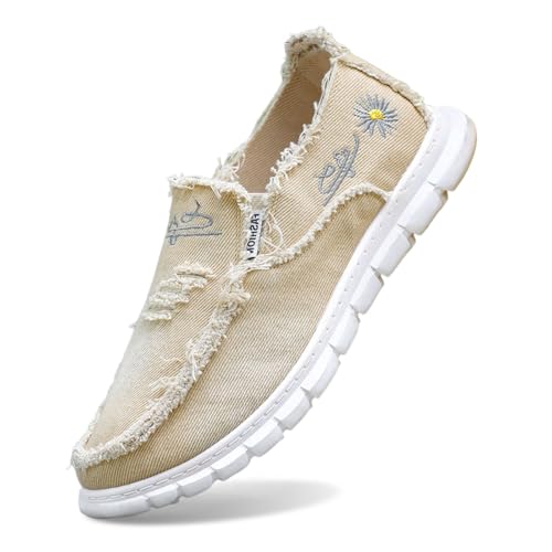 Slip-On-Schuhe für Damen, Canvas-Schuhe, Outdoor-Freizeitschuhe, Bequeme, leichte Sneakers Canvas Damen Schuhe Ballerina Gelbe Schuhe Damen 37 von Generic