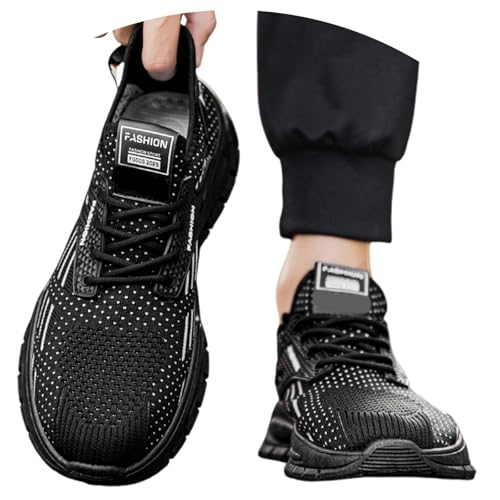 Slip on Sneaker Herren, Laufschuhe Mit Dämpfung Herren, Turnschuhe Mit Luftpolster Halbschuhe Mit Elastische Schnürsenkel Atmungsaktiv Joggingschuhe rutschfeste Arbeitsschuhe Freizeit Wanderschuhe von Generic