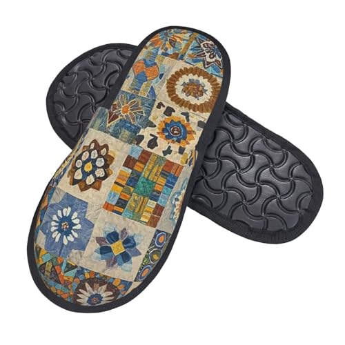 Slippers Afrikanisches Textil-Patchwork Kunstalpaka Pantoffeln Leichte Hausschuhe Für Unisex Schlafzimmer Weihnachten L von Generic